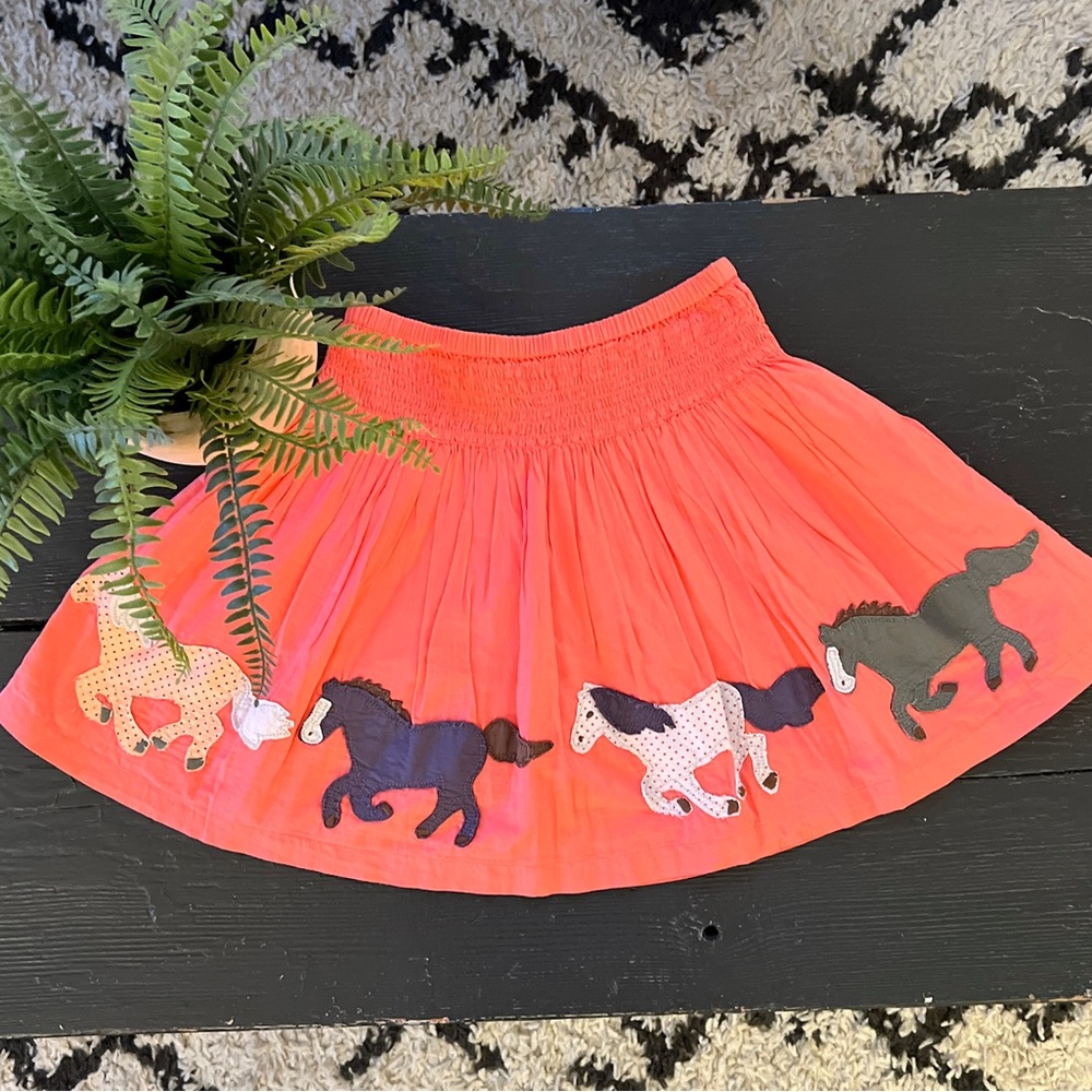 Mini Boden Coral Twirl Horse Appliqué Skirt M 7/8 - Picture 12 of 13